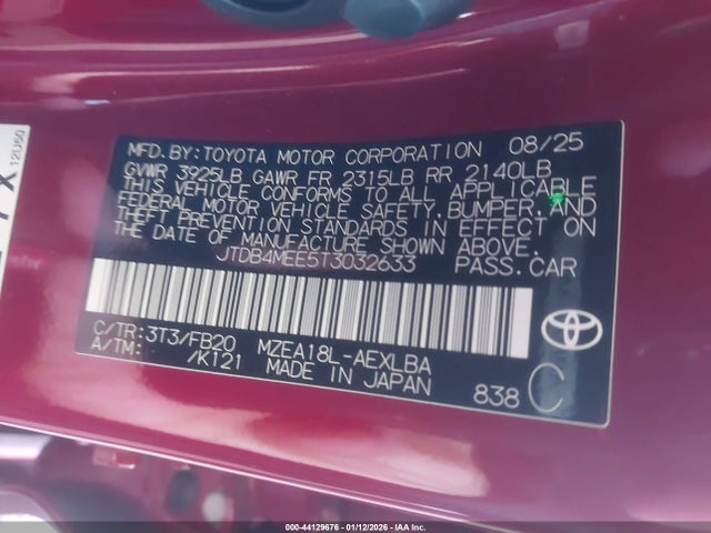 JTDB4MEE5T3032633 Toyota COROLLA LE