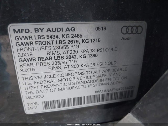 2019 AUDI Q5 WA1ANAFY6K2114238 Photo 8