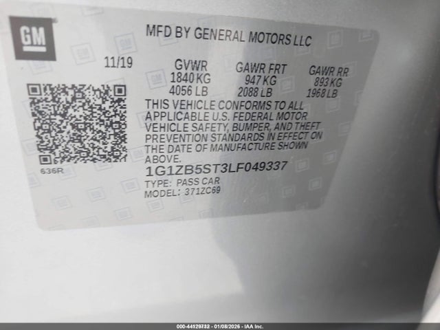 Aukcja sprzedaży 2020 Chevrolet Malibu Fwd Ls, vin: 1G1ZB5ST3LF049337, numer aukcji: 44129732