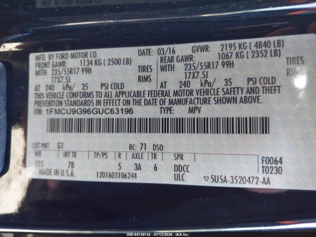 2016 FORD ESCAPE 1FMCU9G96GUC63196 Photo 8