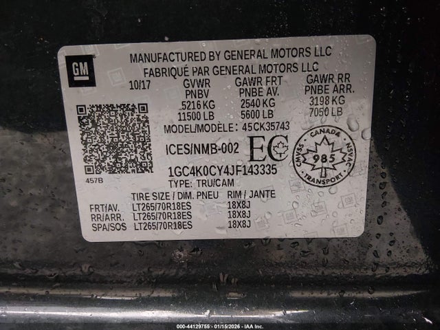 1GC4K0CY4JF143335 Chevrolet Silverado 3500hd Ltz