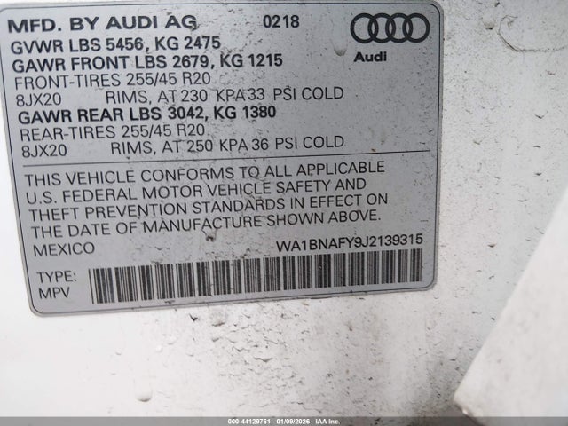 2018 AUDI Q5 WA1BNAFY9J2139315 Photo 8