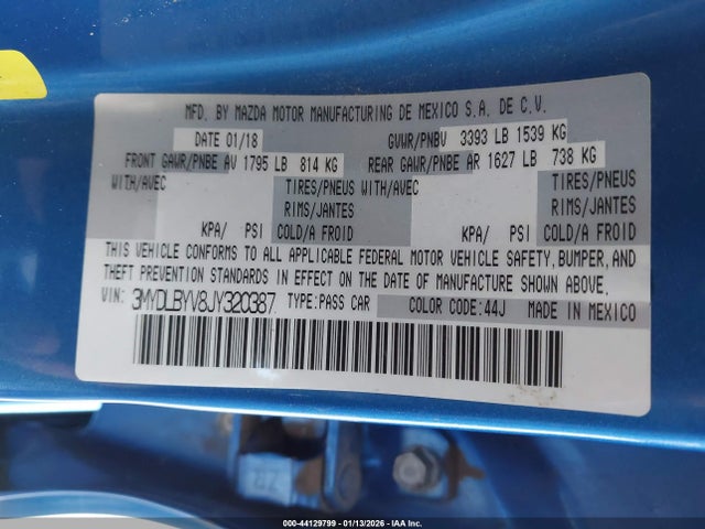 3MYDLBYV8JY320387 Toyota YARIS IA