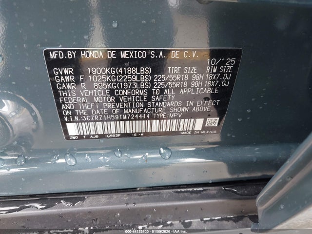 3CZRZ1H59TM724414 Honda Hr-v 2wd Sport