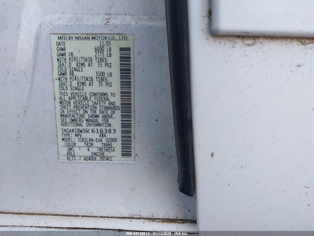 2006 NISSAN PATHFINDER 5N1AR18W36C616383 Photo 8