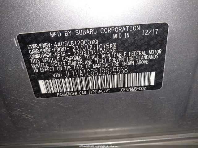 Subaru Wrx Premium 2018 JF1VA1C68J9825568 Image 9