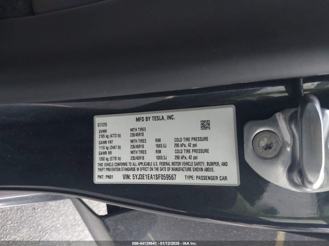 5YJ3E1EA1SF059567 Tesla Model 3 Long Range Rear-wheel Drive/standard Rear-wheel Drive