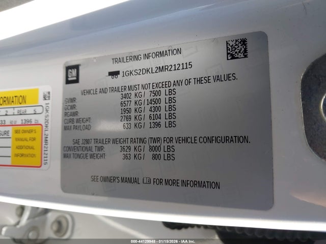 1GKS2DKL2MR212115 GMC Yukon 4wd Denali