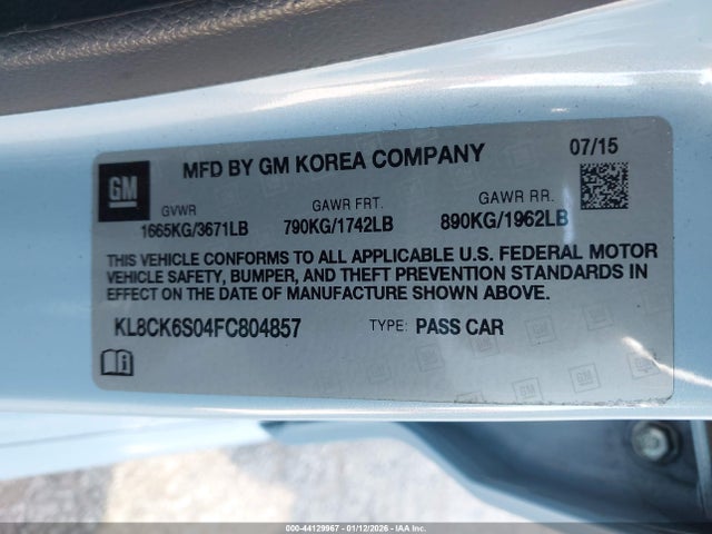 KL8CK6S04FC804857 Chevrolet Spark Ev 1lt