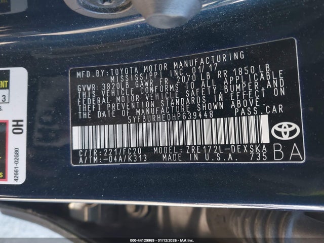 5YFBURHE0HP639448 Toyota COROLLA SE
