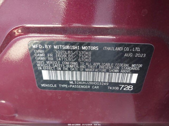 2024 MITSUBISHI MIRAGE ML32AUHJ2RH003249 Photo 8