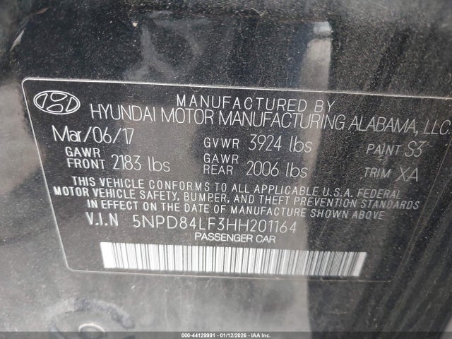 5NPD84LF3HH201164 Hyundai ELANTRA SE