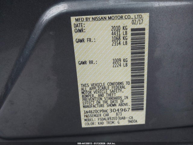 1N4BZ0CP9HC304967 Nissan LEAF S
