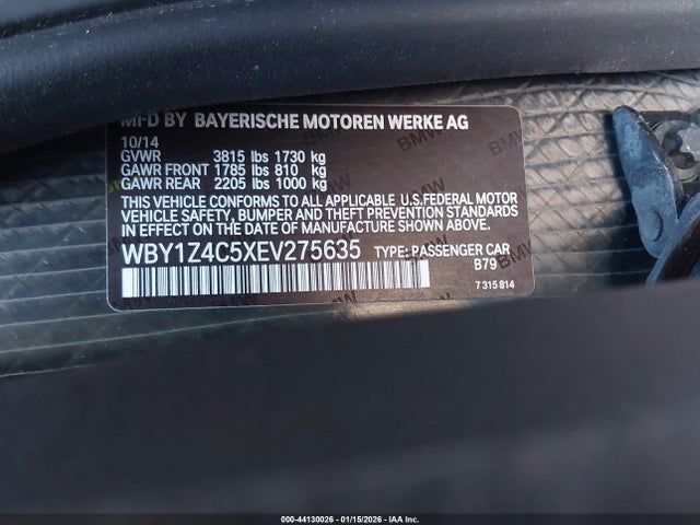 WBY1Z4C5XEV275635 BMW I3 Base W/range Extender