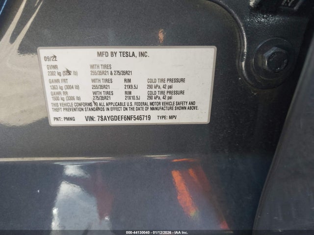 2022 TESLA MODEL Y 7SAYGDEF6NF546719 Photo 10