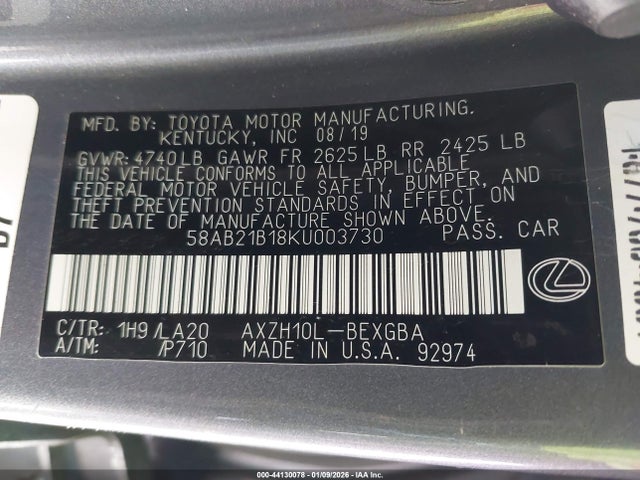 58AB21B18KU003730 Lexus ES 300H