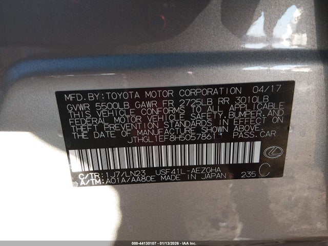 Lexus Ls 460 L 2017 JTHGL1EF8H5057861 Image 9