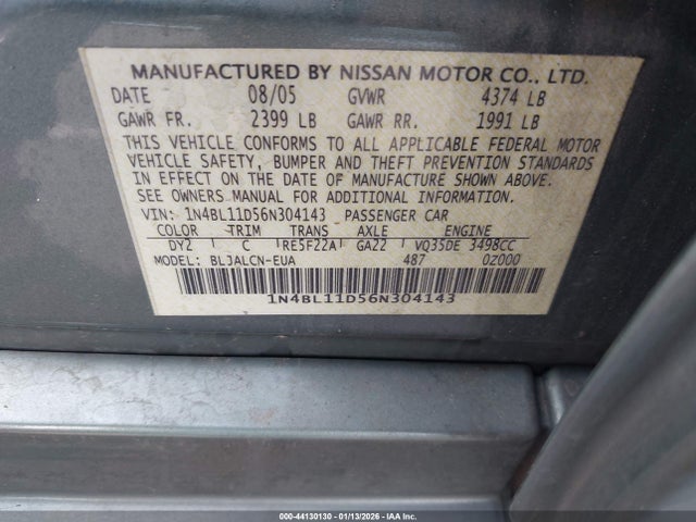 2006 NISSAN ALTIMA 1N4BL11D56N304143 Photo 8