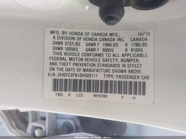 Honda Civic Lx 2016 2HGFC2F61GH505111 Image 9