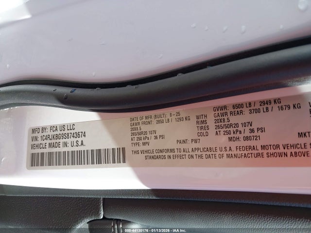 1C4RJKBG9S8743674 Jeep Grand Cherokee L Limited 4x4