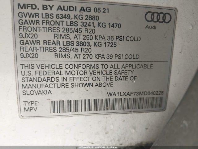 WA1LXAF73MD040228 Audi Q7 Premium Plus 55 Tfsi Quattro Tiptronic