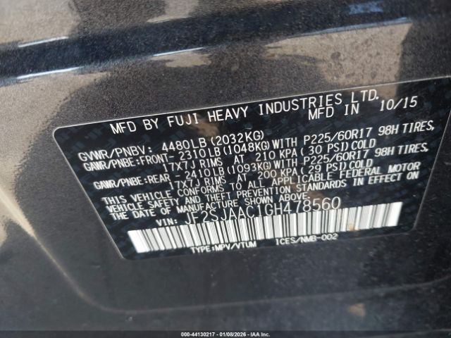 2016 SUBARU FORESTER JF2SJAAC1GH478560 Photo 8