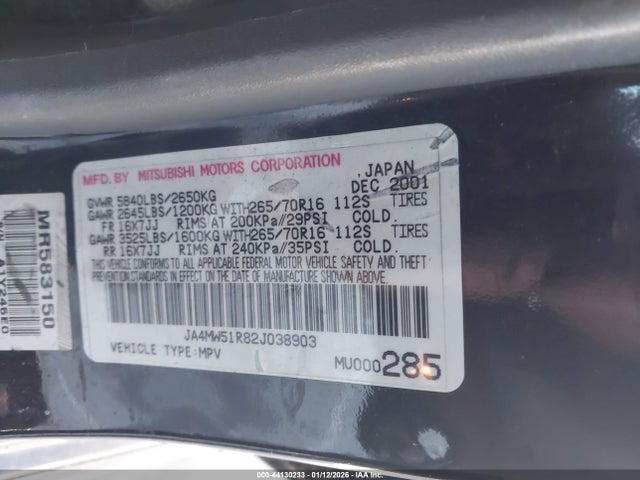 2002 MITSUBISHI MONTERO JA4MW51R82J038903 Photo 8