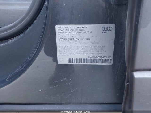 44130368 :رقم المزاد ، WA1DMAFP0EA095901 vin ، 2014 Audi Q5 3.0 Tdi Premium Plus مزاد بيع