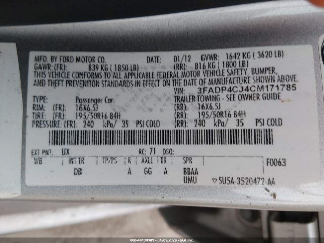 2012 FORD FIESTA 3FADP4CJ4CM171785 Photo 8