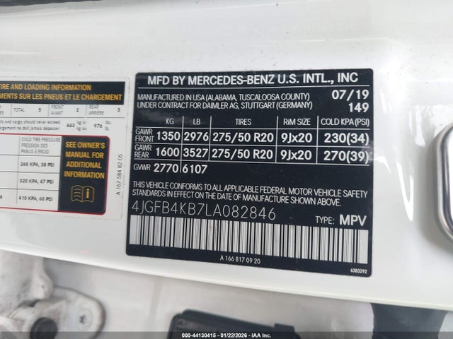 4JGFB4KB7LA082846 Mercedes-Benz Gle 350 4matic