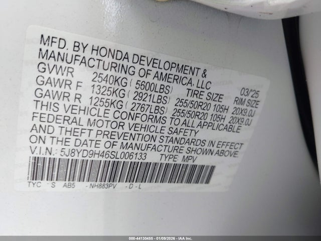 Продаж на аукціоні авто 2025 Acura Mdx Technology Package, vin: 5J8YD9H46SL006133, номер лоту: 44130455