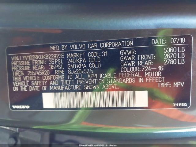 2019 VOLVO XC60 LYV102RK0KB228235 Photo 8