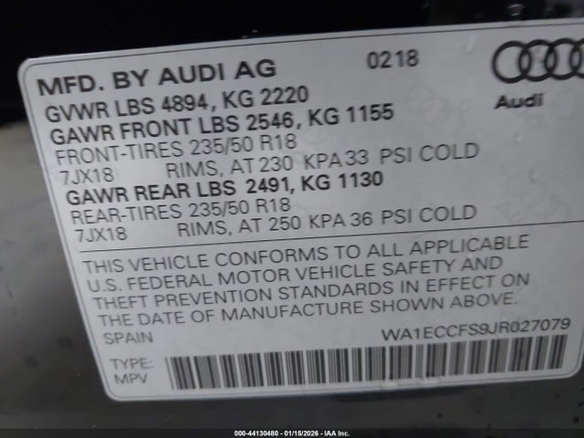 2018 AUDI Q3 WA1ECCFS9JR027079 Photo 8