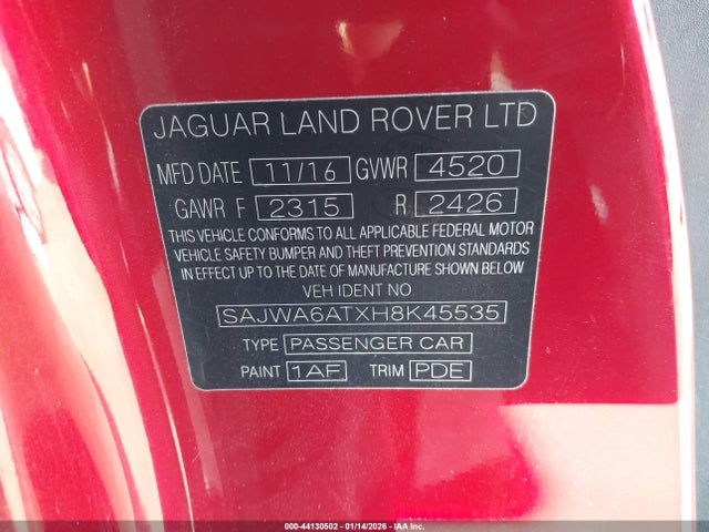 2017 JAGUAR F-TYPE SAJWA6ATXH8K45535 Photo 8