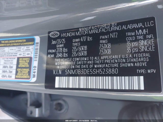 5NMJB3DE5SH523880 Hyundai TUCSON SEL