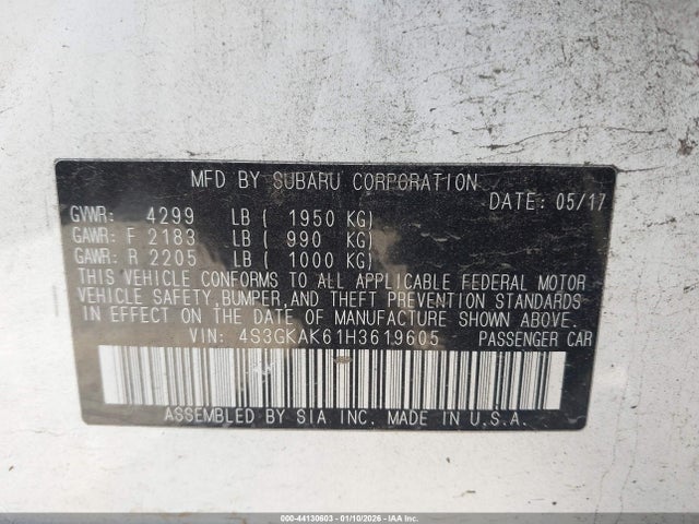 4S3GKAK61H3619605 Subaru Impreza 2.0i Sport