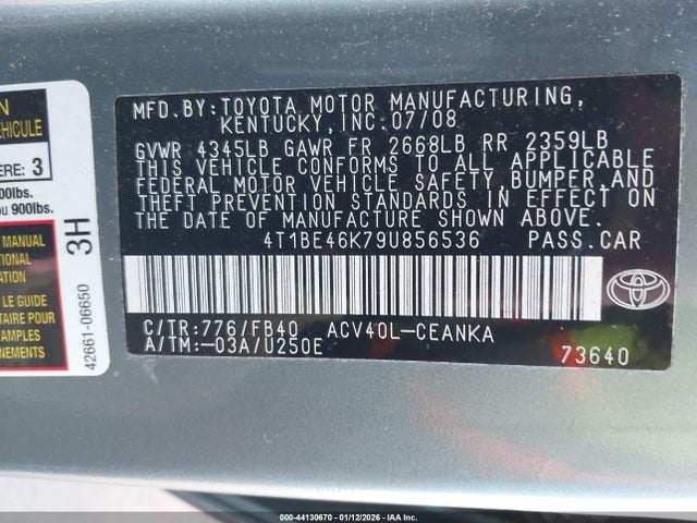 2009 TOYOTA CAMRY 4T1BE46K79U856536 Photo 8