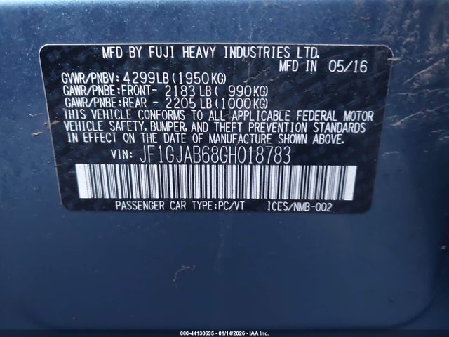 JF1GJAB68GH018783 Subaru Impreza 2.0i Premium