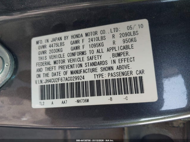 2010 ACURA TSX JH4CU2F67AC029924 Photo 8