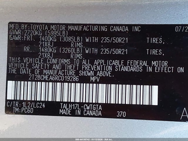 2024 Lexus Rx 500h F Sport Performance მანქანა იყიდება აუქციონზე, vin: 2T2BCMEA6RC019286, აუქციონის ნომერი: 44130742