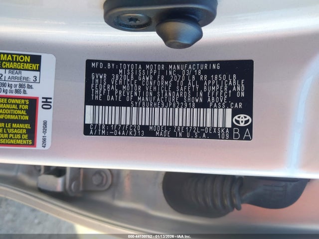 Toyota COROLLA SE 2018 5YFBURHE9JP822918 Image 9