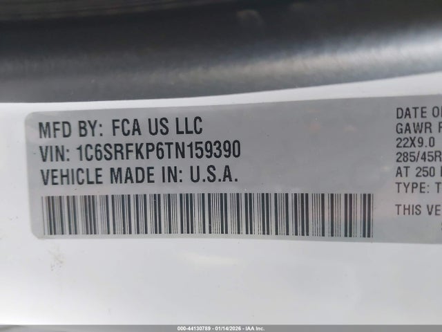 1C6SRFKP6TN159390 RAM 1500 Tungsten 4x4 5&#039;7 Box