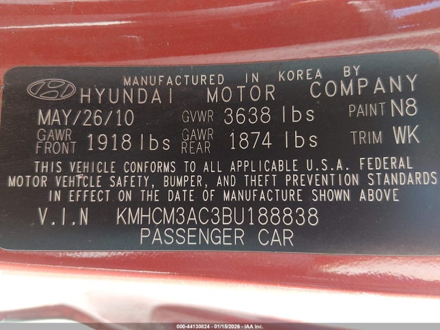 2011 HYUNDAI ACCENT KMHCM3AC3BU188838 Photo 8