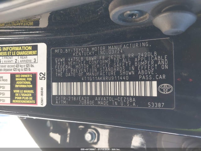 2024 TOYOTA CAMRY 4T1G11AK8RU911440 Photo 8