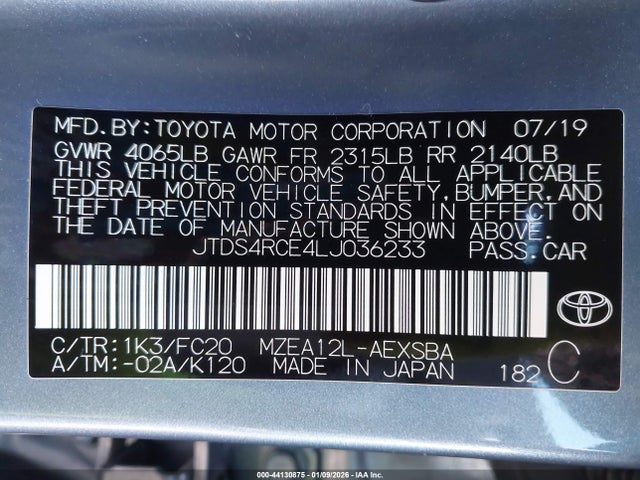 JTDS4RCE4LJ036233 Toyota COROLLA SE