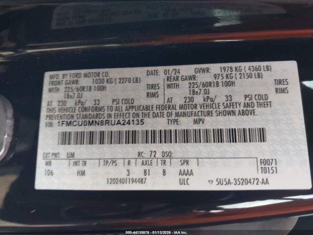 2024 FORD ESCAPE 1FMCU0MN8RUA24135 Photo 8