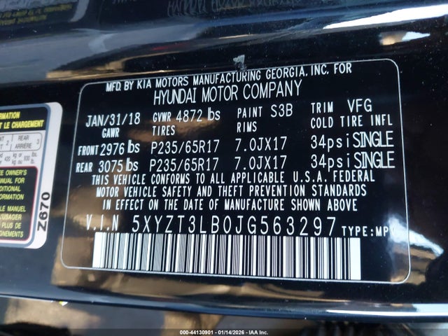 5XYZT3LB0JG563297 Hyundai Santa Fe Sport 2.4l