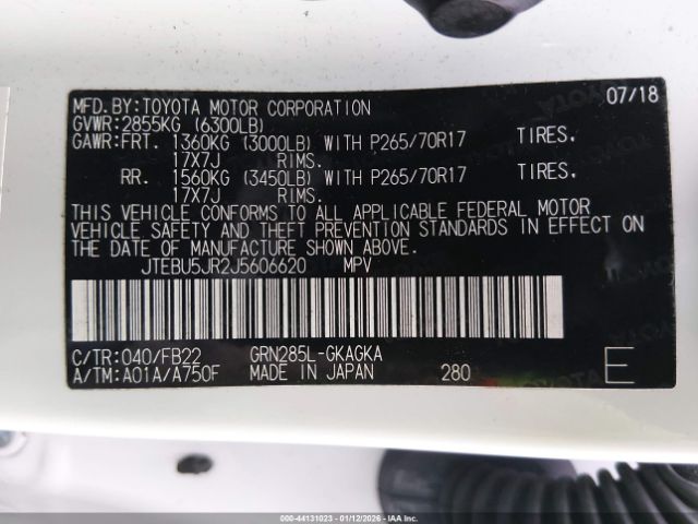 2018 TOYOTA 4RUNNER JTEBU5JR2J5606620 Photo 8