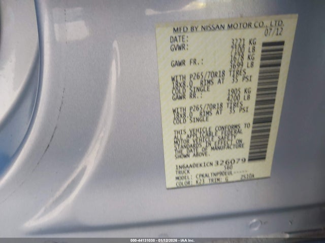 2012 NISSAN TITAN 1N6AA0EK1CN326079 Photo 8