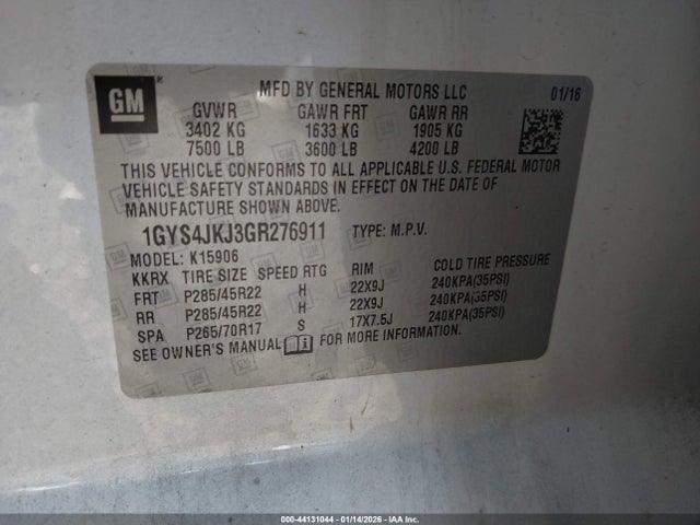 2016 CADILLAC ESCALADE ESV 1GYS4JKJ3GR276911 Photo 8